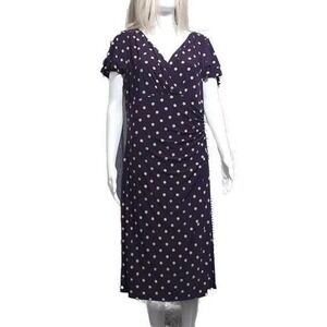 Plus size Lauren Ralph Lauren Purple & Beige Polka Dot Dress 14W